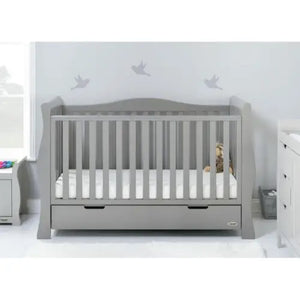 OBaby Stamford Luxe Cot Bed - Warm Grey with Under Bed Drawer  Obaby   