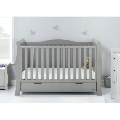 OBaby Stamford Luxe Cot Bed - Warm Grey with Under Bed Drawer  Obaby   