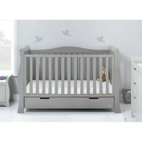 OBaby Stamford Luxe Cot Bed - Warm Grey with Under Bed Drawer  Obaby   