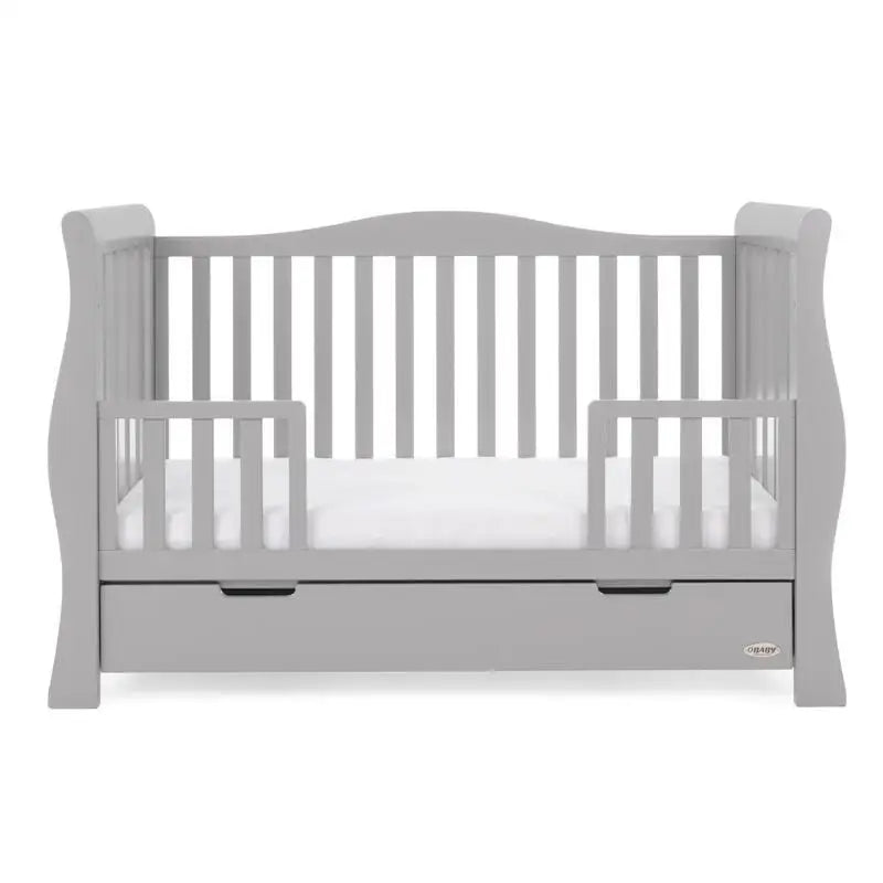 OBaby Stamford Luxe Cot Bed - Warm Grey with Under Bed Drawer  Obaby   