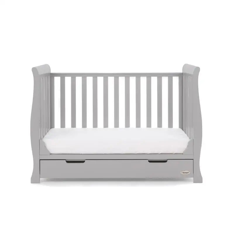 OBaby Stamford Mini Sleigh Cot Bed - Warm Grey  Obaby   