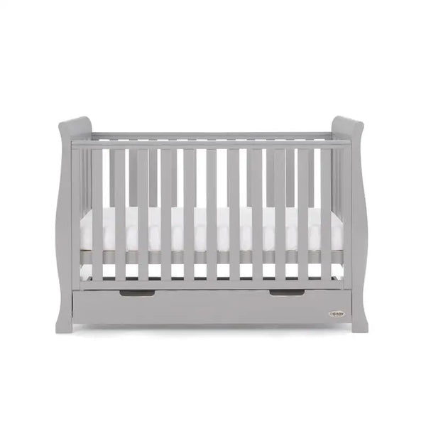 OBaby Stamford Mini Sleigh Cot Bed - Warm Grey  Obaby   