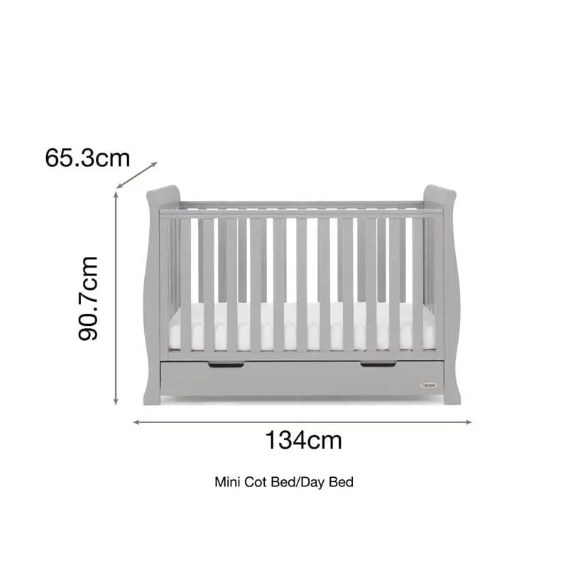 OBaby Stamford Mini Sleigh Cot Bed - Warm Grey  Obaby   