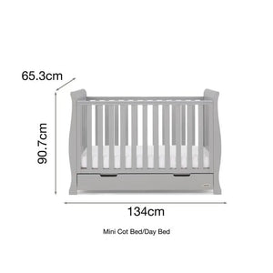 OBaby Stamford Mini Sleigh Cot Bed - Warm Grey  Obaby   