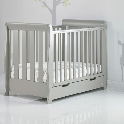 OBaby Stamford Mini Sleigh Cot Bed - Warm Grey  Obaby   