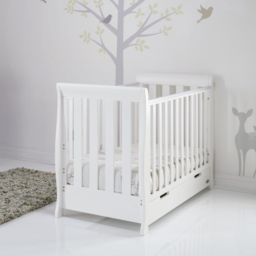 OBaby Stamford Mini Sleigh Cot Bed - White  Obaby   