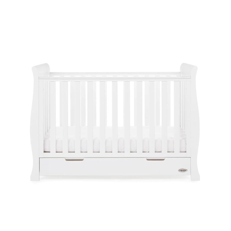 OBaby Stamford Mini Sleigh Cot Bed - White  Obaby   