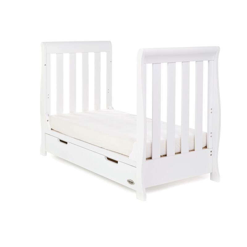 OBaby Stamford Mini Sleigh Cot Bed - White  Obaby   