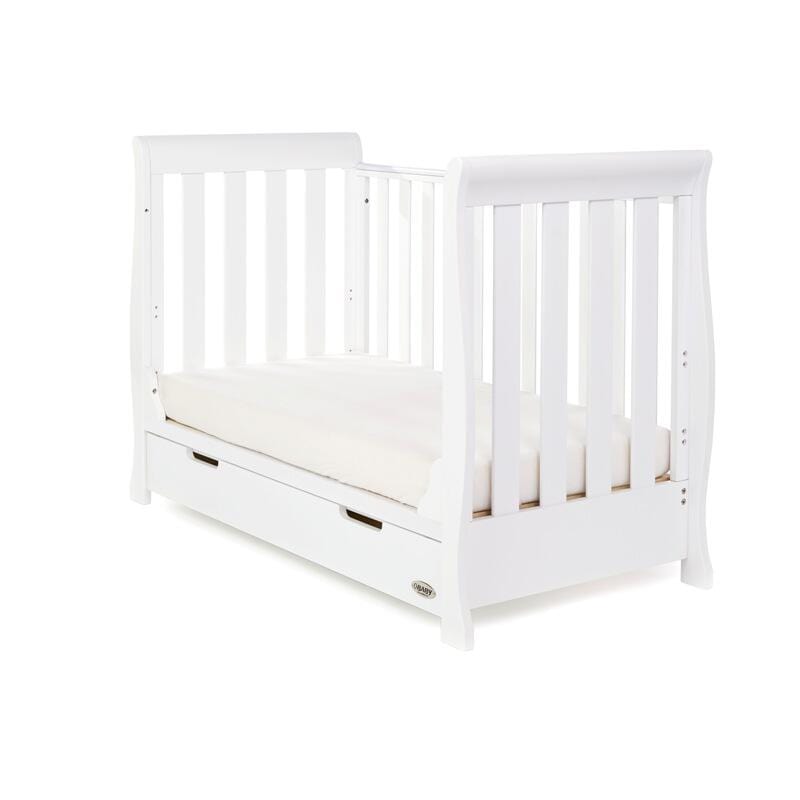 OBaby Stamford Mini Sleigh Cot Bed - White  Obaby   