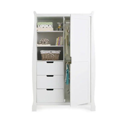 Obaby Stamford Sleigh Double Wardrobe - White  Obaby   