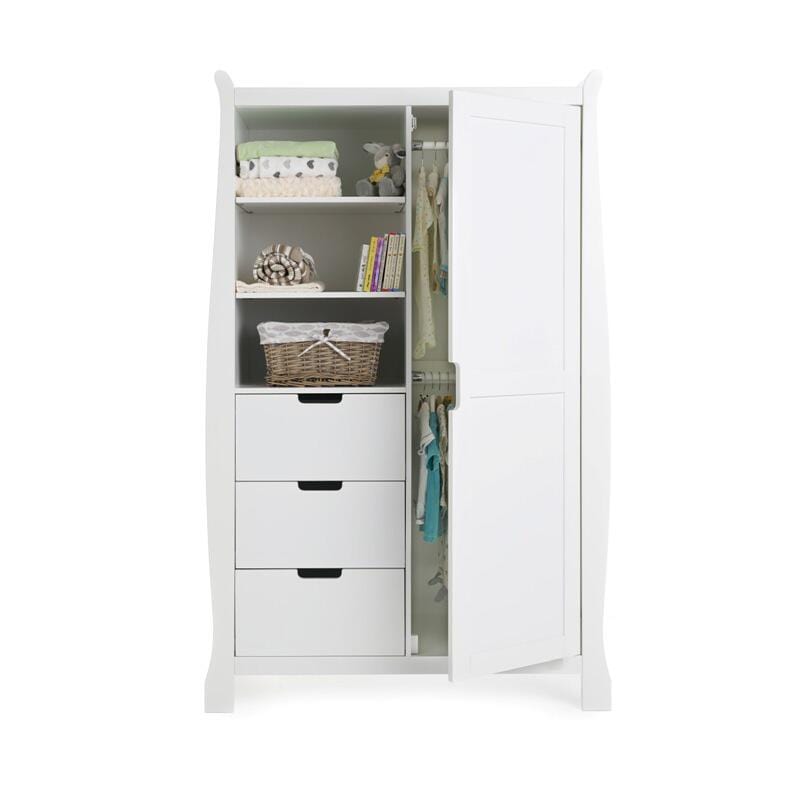 Obaby Stamford Sleigh Double Wardrobe - White  Obaby   