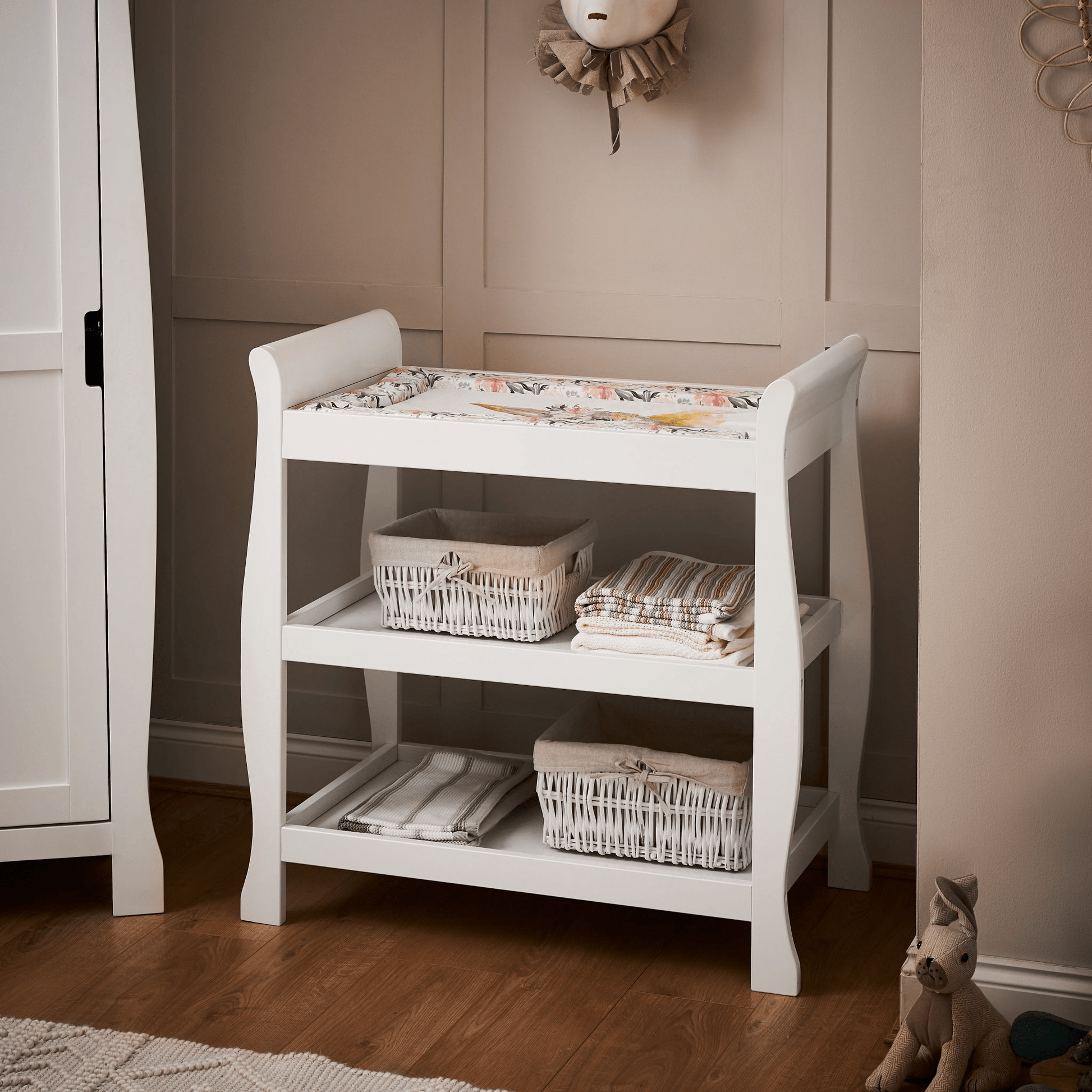 OBaby Stamford Sleigh Open Changing Unit in Warm Grey  Obaby   