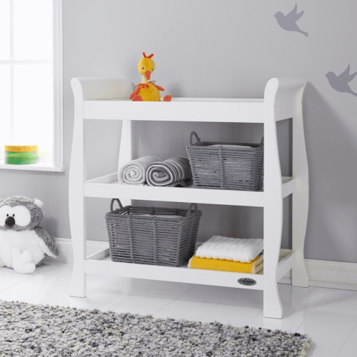 OBaby Stamford Sleigh Open Changing Unit in White  Obaby   