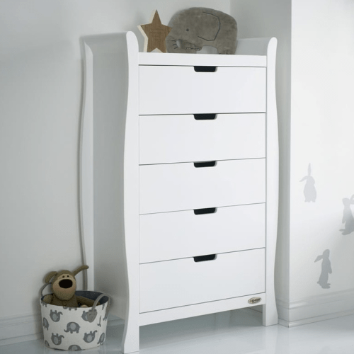 OBaby Stamford Sleigh Tall Chest of Drawers - White  Obaby   