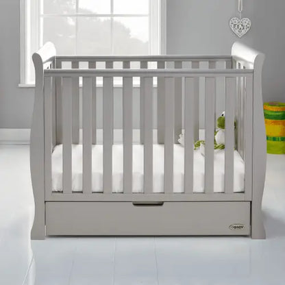 OBaby Stamford Space Saving Sleigh Cot - Warm Grey  Obaby   