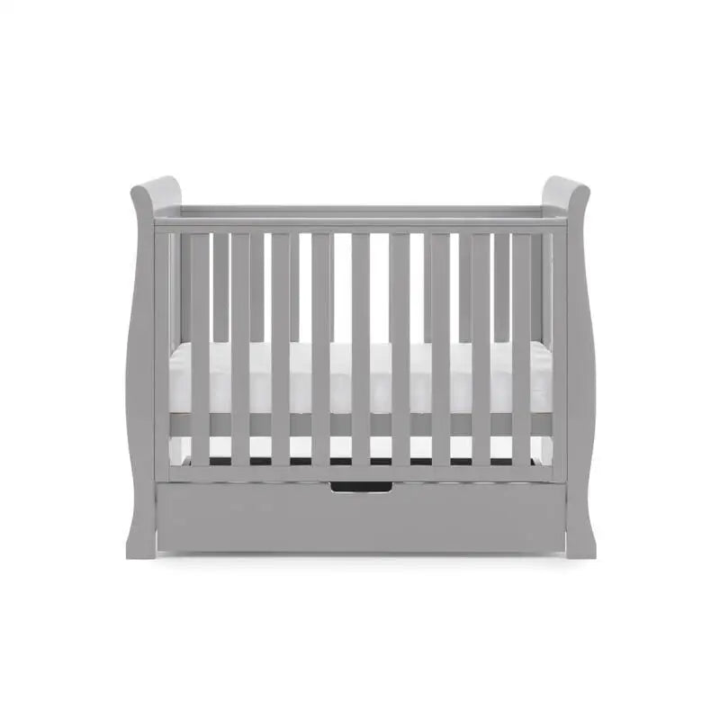 OBaby Stamford Space Saving Sleigh Cot - Warm Grey  Obaby   