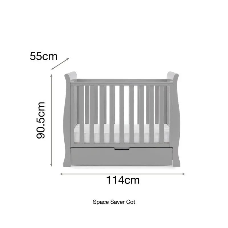 OBaby Stamford Space Saving Sleigh Cot - Warm Grey  Obaby   
