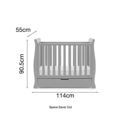OBaby Stamford Space Saving Sleigh Cot - Warm Grey  Obaby   