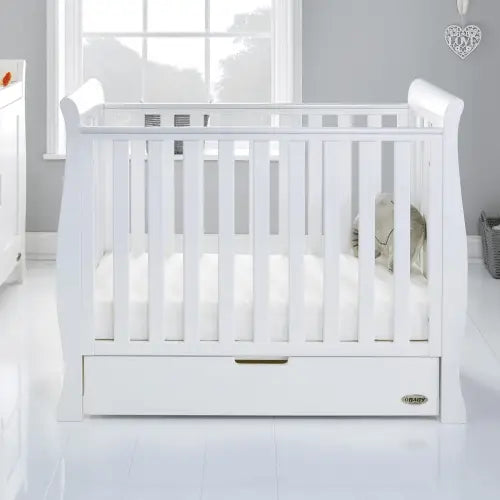 OBaby Stamford Space Saving Sleigh Cot - White  Obaby   