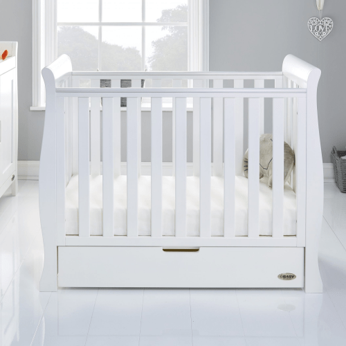 OBaby Stamford Space Saving Sleigh Cot - White  Obaby   