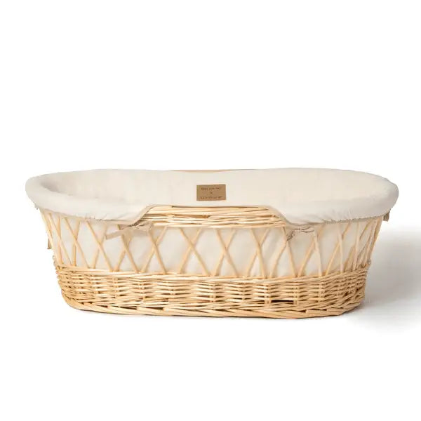 Organic Natural Wicker Moses Basket - Cream  Clair De Lune   