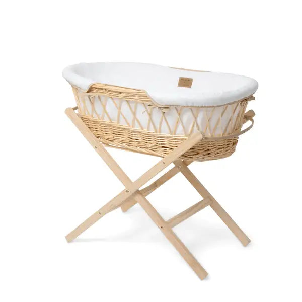 Organic Natural Wicker Moses Basket - Cream  Clair De Lune   