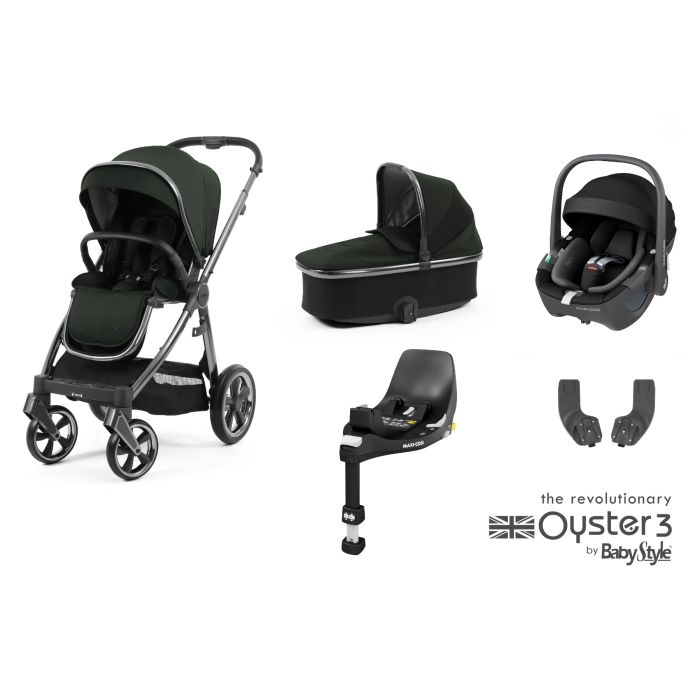 BabyStyle Oyster 3 Black Olive - Essentials 5 Maxi Cosi Pebble 360 Bundle
