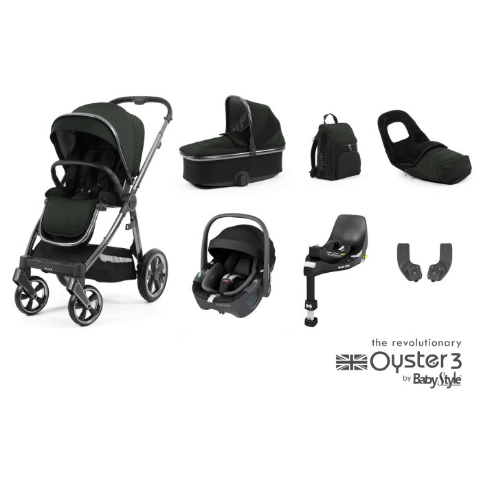 BabyStyle Oyster 3 Black Olive - Luxury Maxi Cosi Pebble 360 Bundle