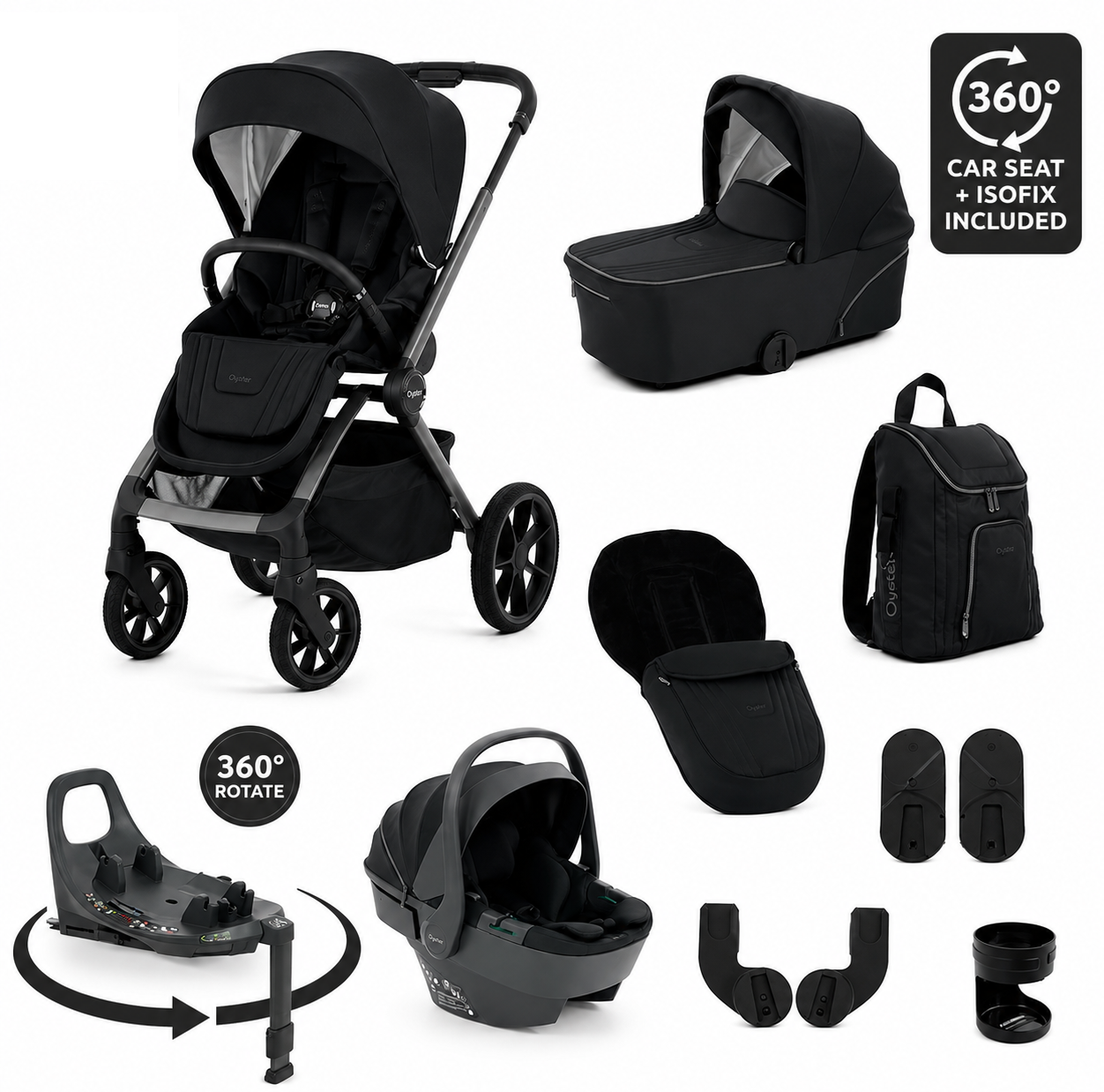BabyStyle Oyster Vee 3 in 1 Travel System –  Liquorice