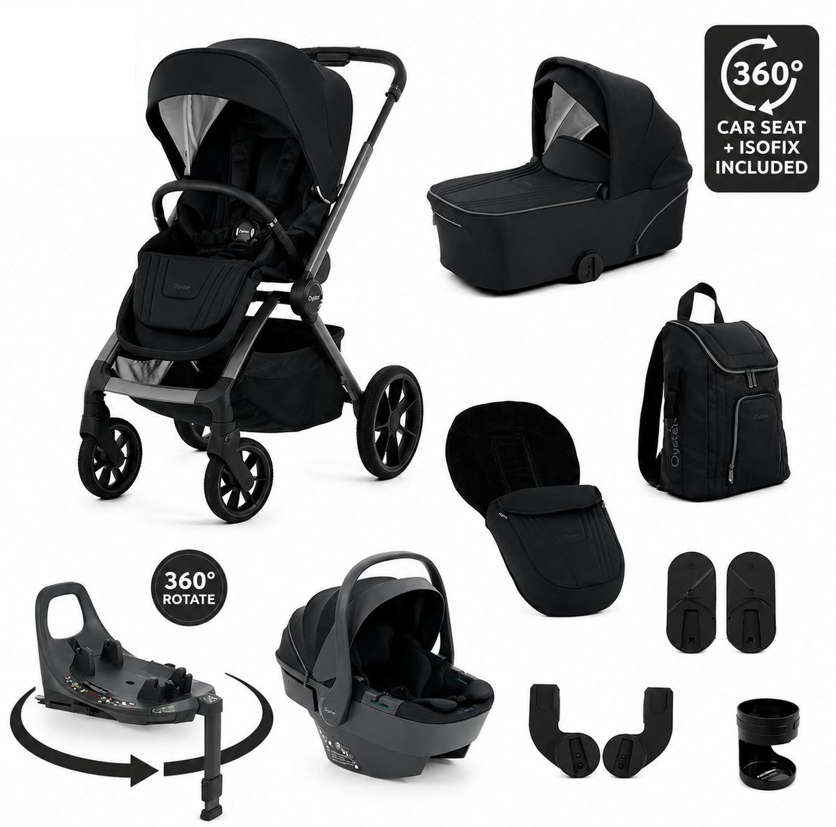 BabyStyle Oyster Vee 4 in 1 Travel System –  Liquorice