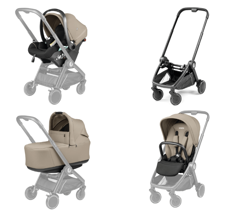 Peg Perego City Loop 3 in 1 Travel System & Lounge i-Sized Infant Carrier - Vanilla Blend Peg Perego