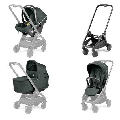 Peg Perego Peg Perego City Loop Twin 3 in 1 Travel System & Lounge i-Sized Infant Carrier - Metal