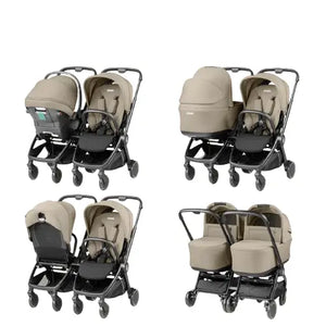 Peg Perego City Loop Twin Bundle 3 in 1 Travel System & Lounge i-Sized Infant Carrier - Vanilla Blend Peg Perego