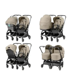Peg Perego City Loop Twin Bundle 3 in 1 Travel System & Lounge i-Sized Infant Carrier - Vanilla Blend