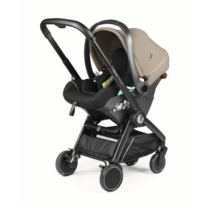 Peg Perego City Loop Twin Bundle 3 in 1 Travel System & Lounge i-Sized Infant Carrier - Vanilla Blend Peg Perego