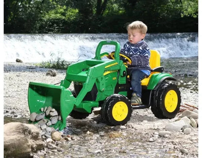 Peg Perego John Deere Ground Loader Childrens Ride On Digger-Green Peg Perego