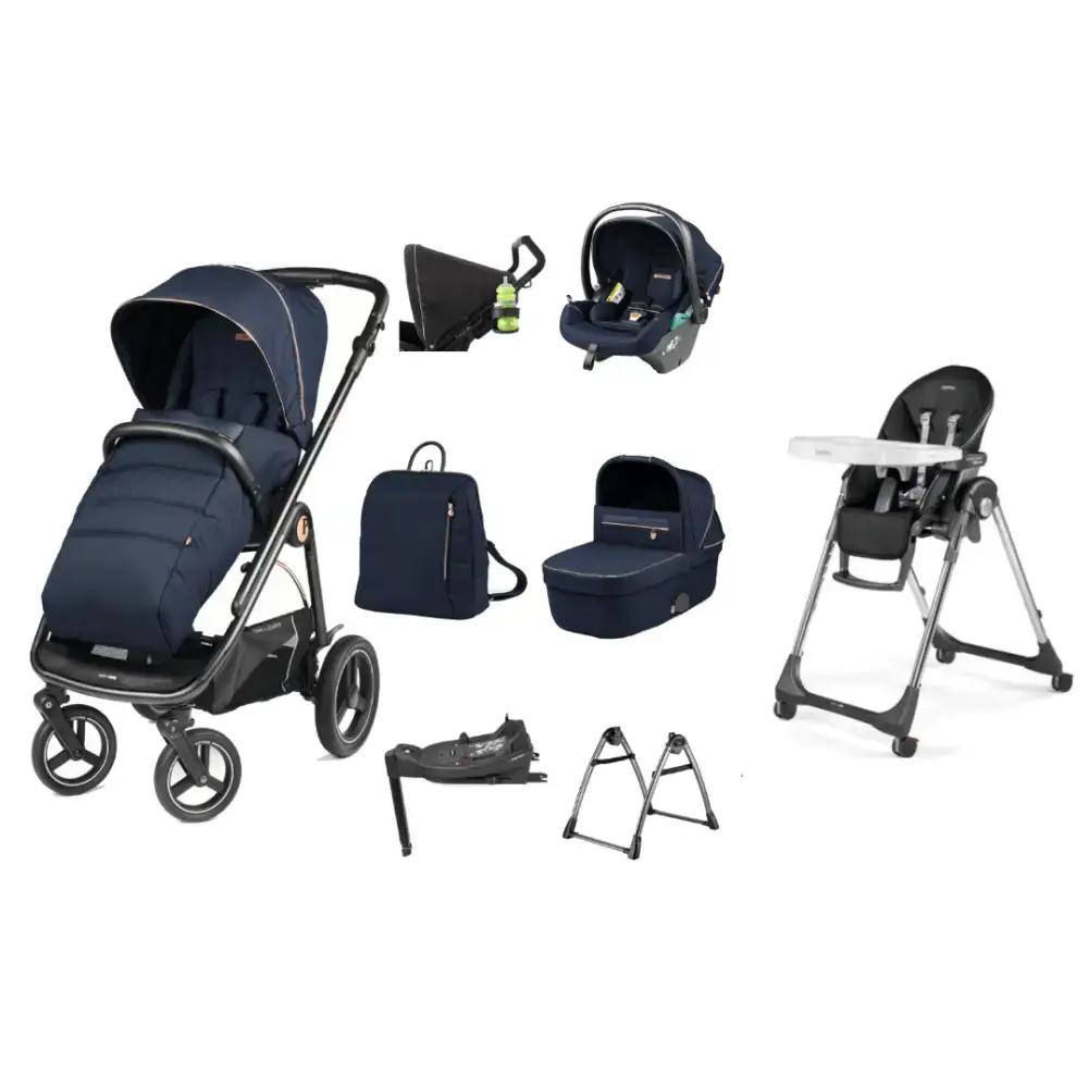 Peg Perego Veloce Elite Town Country Travel System i-Size Highchair Bundle - Blue Shine Peg Perego
