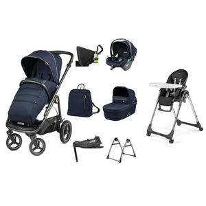 Peg Perego Veloce Elite Town Country Travel System i-Size Highchair Bundle - Blue Shine Peg Perego