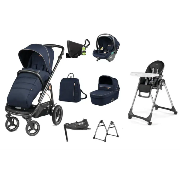 Peg Perego Veloce Elite Town Country Travel System i-Size Highchair Bundle - Blue Shine Peg Perego