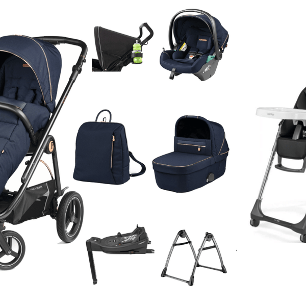 Peg Perego Veloce Elite Town Country Travel System i-Size Highchair Bundle - Blue Shine Peg Perego