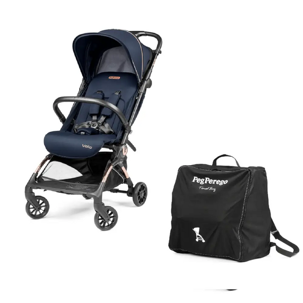 Peg Perego Volo Cabin Stroller Blue Shine with Travel Bag Peg Perego