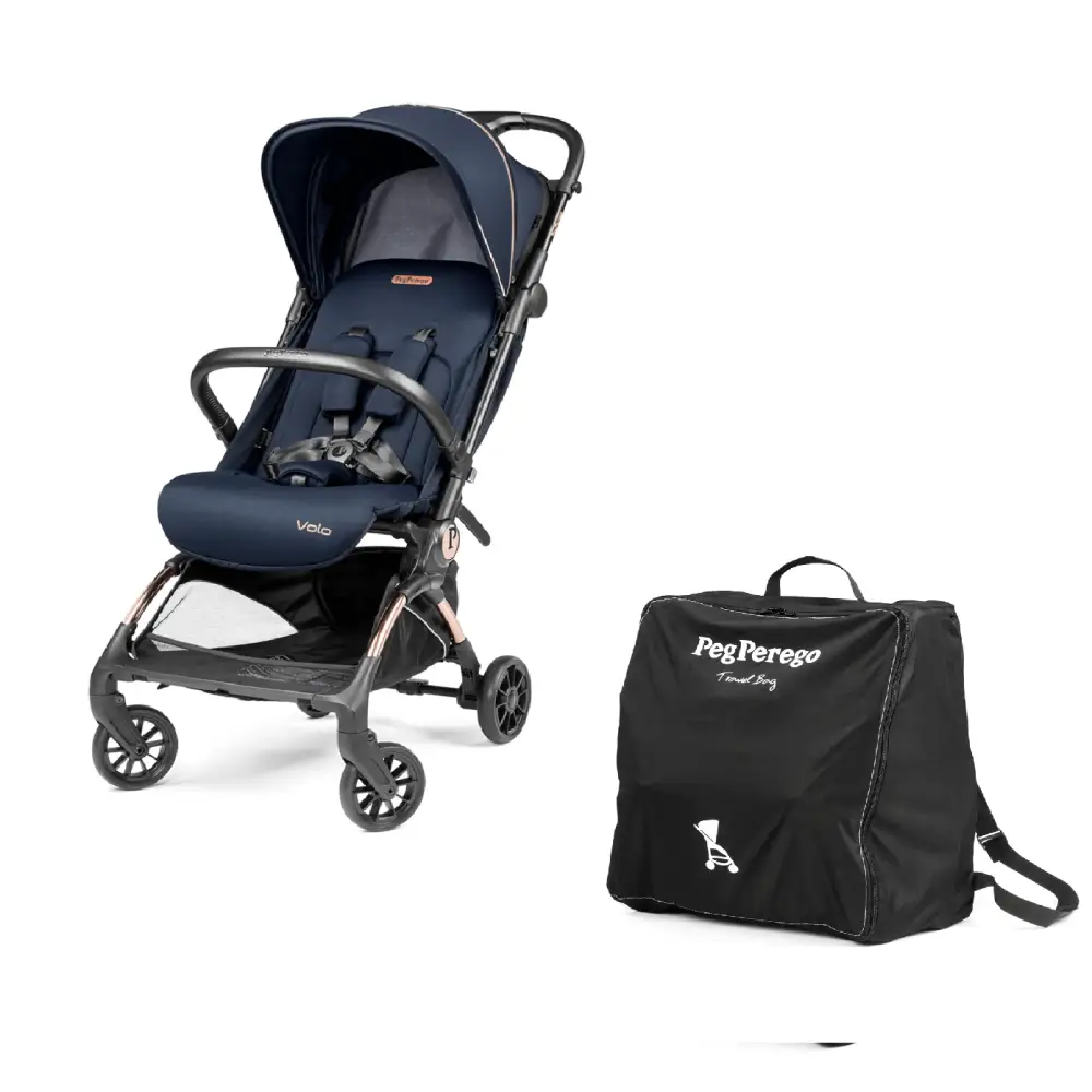 Peg Perego Volo Cabin Stroller Blue Shine with Travel Bag Peg Perego
