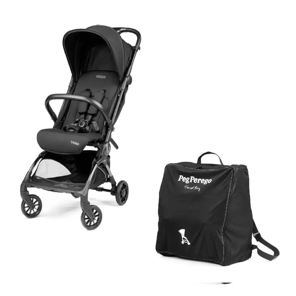 Peg Perego Volo Cabin Stroller True Black with Travel Bag Peg Perego