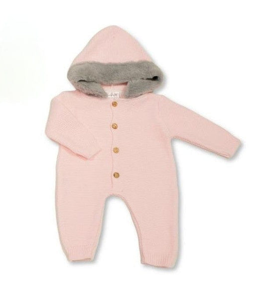 Pink Baby pram suit with faux fur hood Just for Me