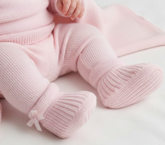 Pink Knitted Baby Booties