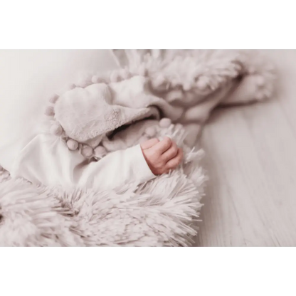 Pom Pom Blanket in Grey  bizzi growin   