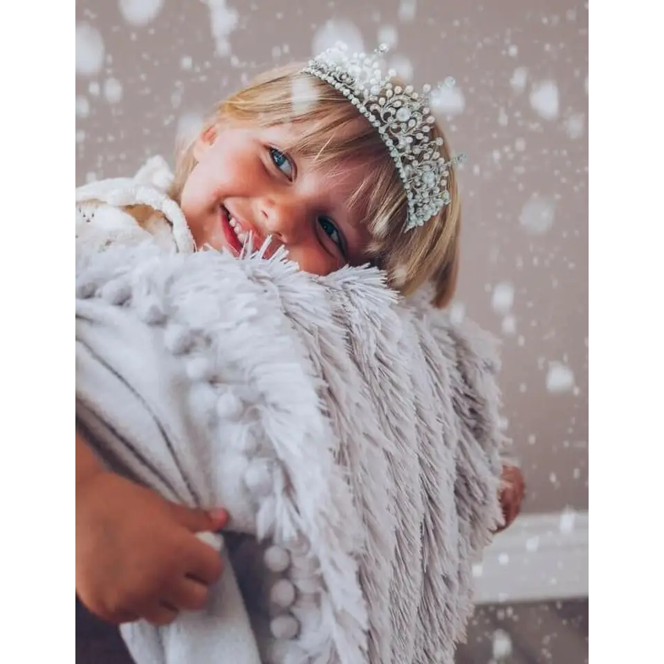 Pom Pom Blanket in Grey  bizzi growin   