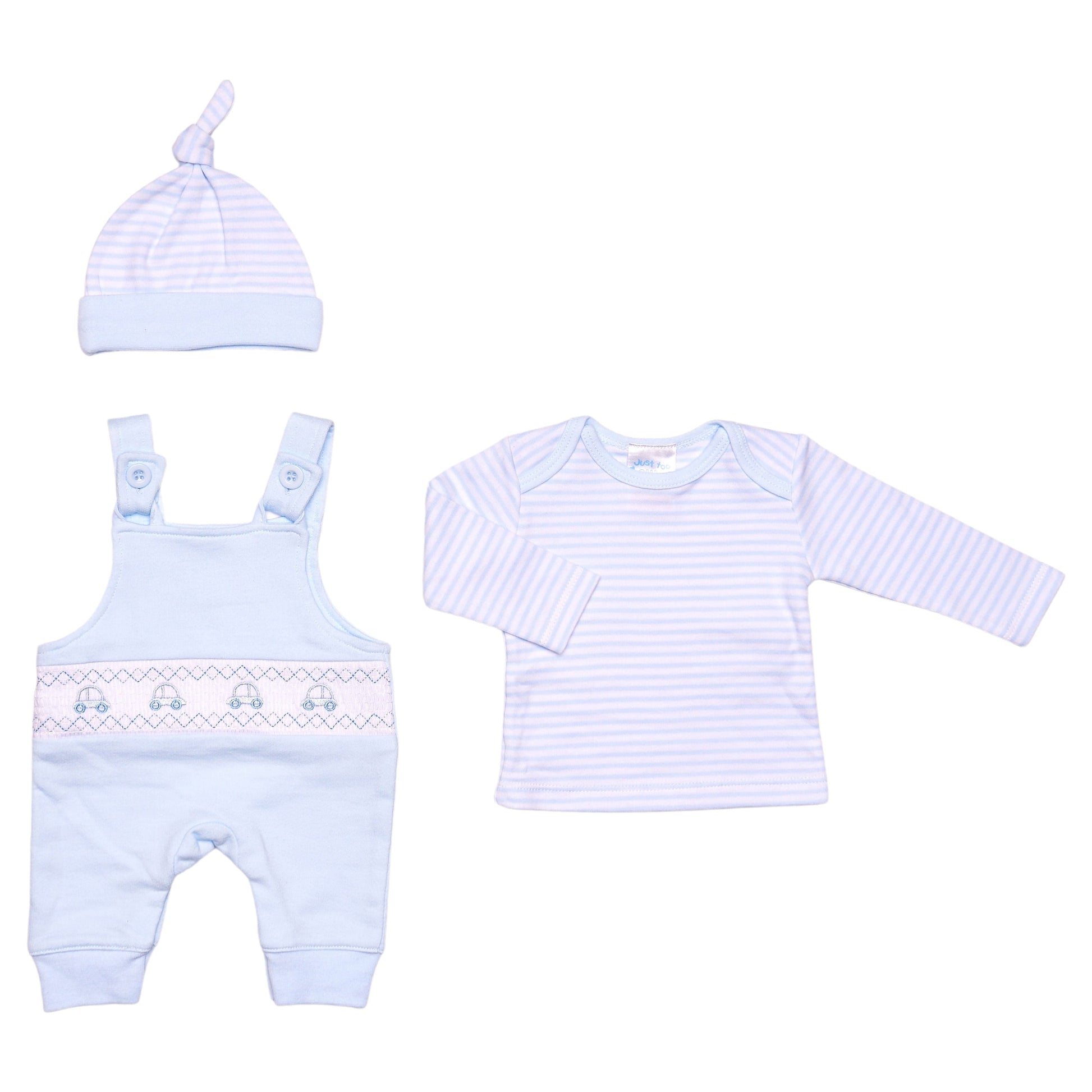 Premature Baby Boys Smocked Dungaree Set with Cars General Just Too Cute   