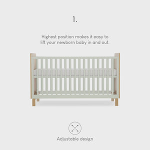 Cuddle Co Remi Cot Bed - Oak & Green Cuddle Co