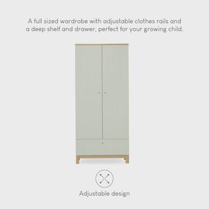 Cuddle Co Remi Wardrobe - Oak & Green Cuddle Co